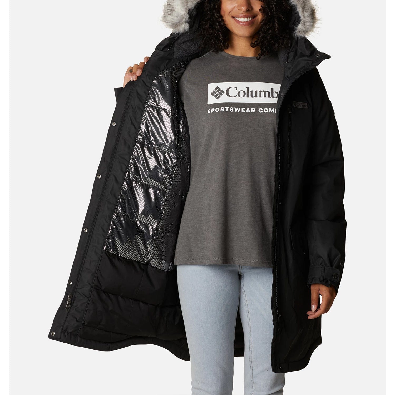 Columbia Sportswear Jacket Womens S Snow Red Black Zip Up Hood Winter Coat