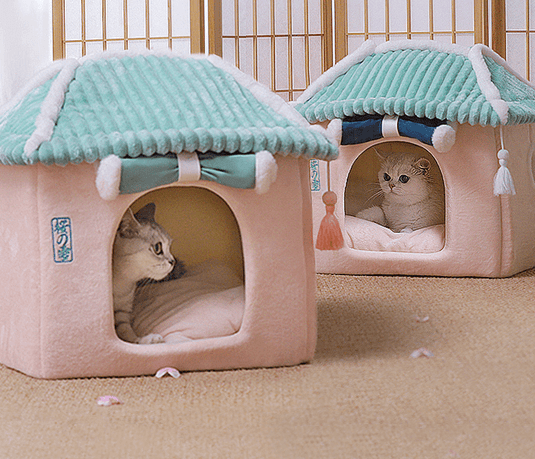 Cozy Retreat Cat House - The Ultimate Enclosed Cat Villa by Dog Hugs Cat