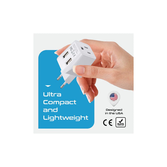 Ceptics European Travel Adapter - Type C - Dual USB (CTU-9C)