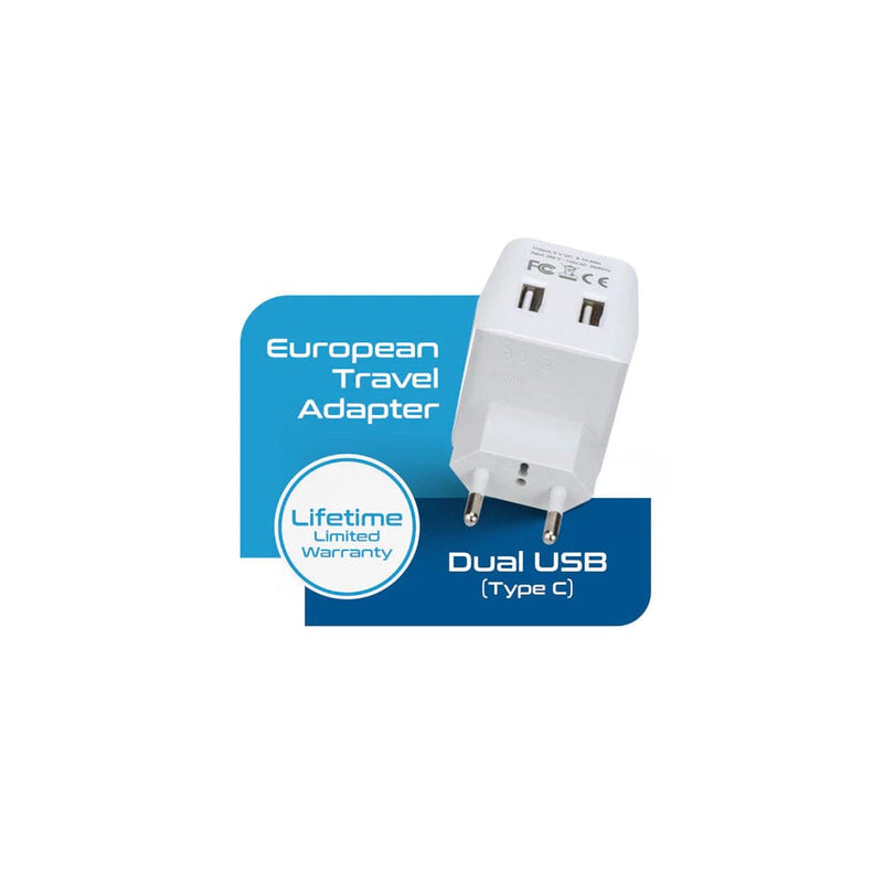 Load image into Gallery viewer, Ceptics European Travel Adapter - Type C - Dual USB (CTU-9C)
