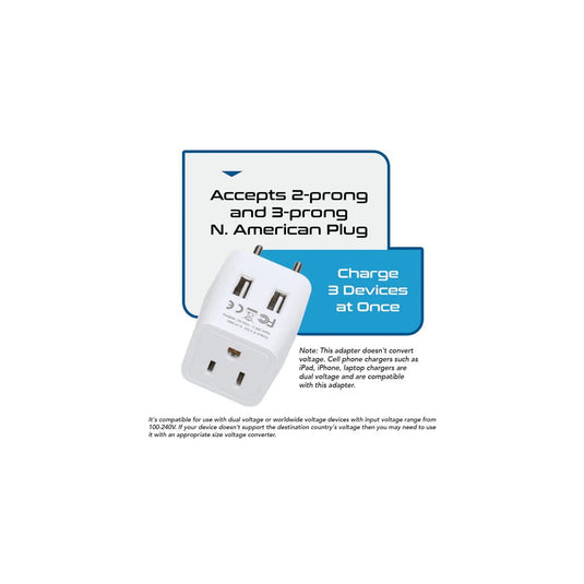 Ceptics European Travel Adapter - Type C - Dual USB (CTU-9C)