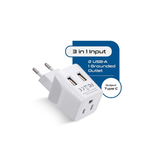 Ceptics European Travel Adapter - Type C - Dual USB (CTU-9C)