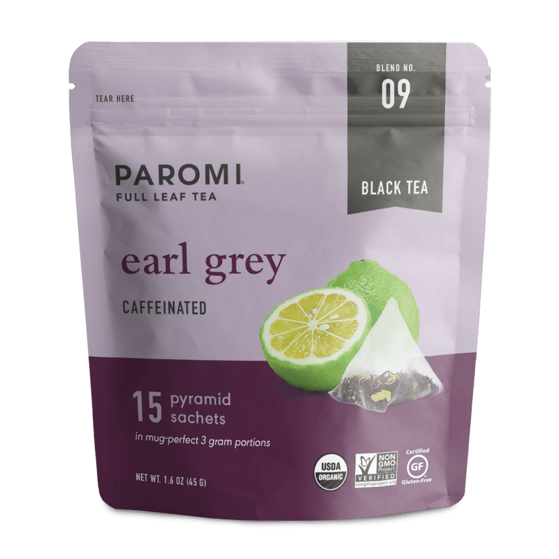 Load image into Gallery viewer, Organic Earl Grey Black Tea, Full Leaf, in Pyramid Tea Bags by Paromi Tea
