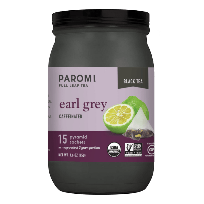 Organic Earl Grey Black Tea, Full Leaf, in Pyramid Tea Bags by Paromi Tea