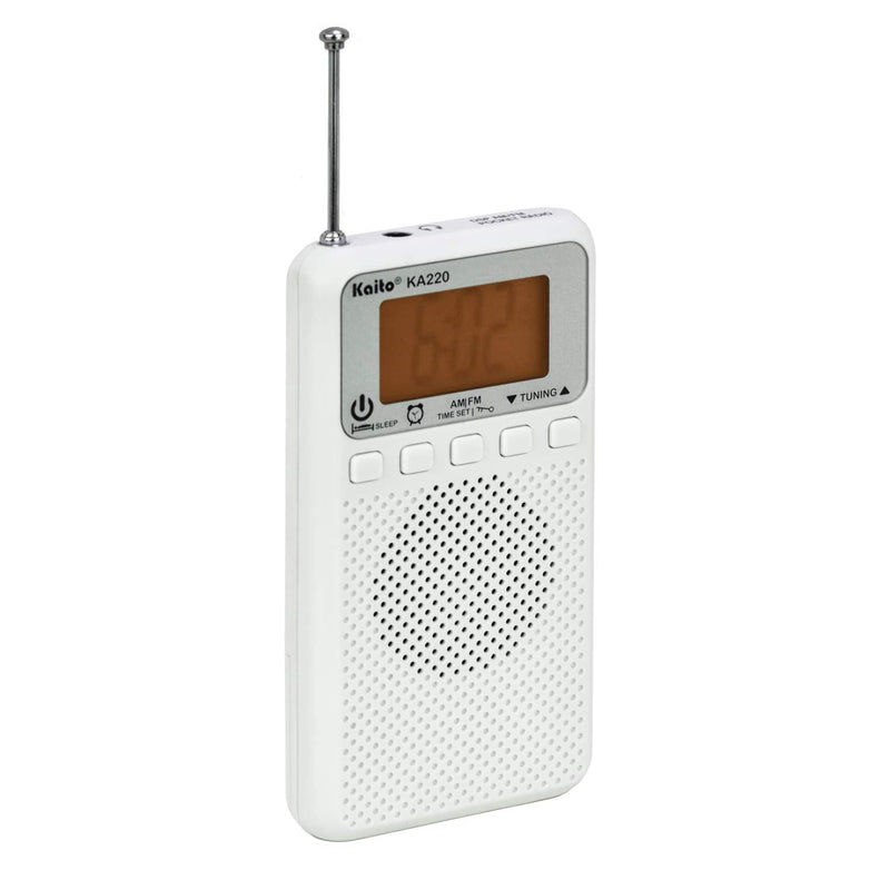 Load image into Gallery viewer, Kaito KA220W Pocket Digital AM/FM Radio with Alarm Clock &amp; Sleep Timer
