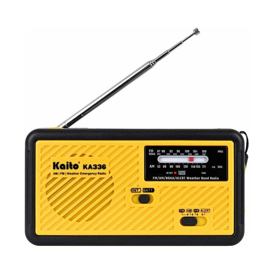 Kaito KA336 Emergency AM FM NOAA Weather Alert Radio with Solar and Crank