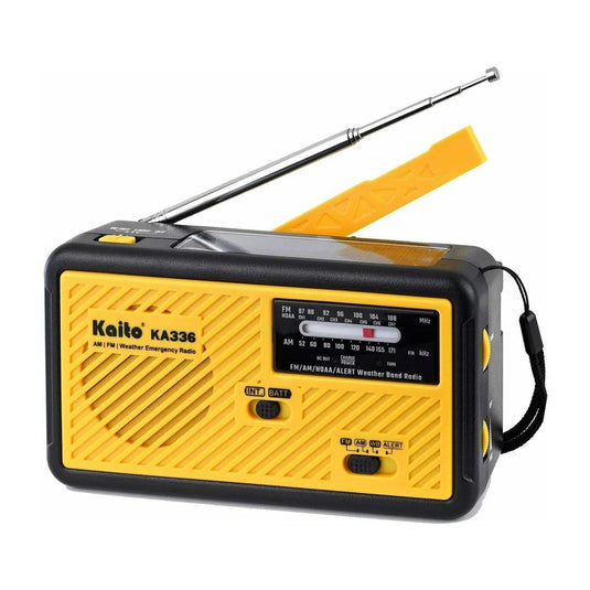 Kaito KA336 Emergency AM FM NOAA Weather Alert Radio with Solar and Crank