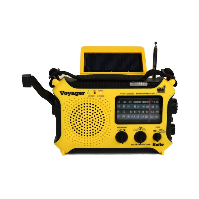 Kaito KA500L 4-Way Powered Emergency AM/FM/SW NOAA Weather Alert Radio with Solar Dynamo Crank Flashlight - Yellow