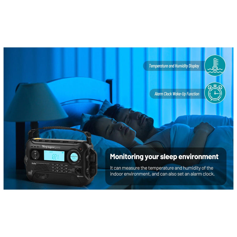 Load image into Gallery viewer, Kaito Voyager Pro KA600 Digital Solar Crank AM/FM/LW/SW NOAA Weather Radio Black
