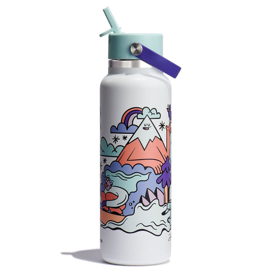 Hydro Flask 40 oz Wide Flex Straw Cap Usss X Hannah Eddy Glacier Limited Edition