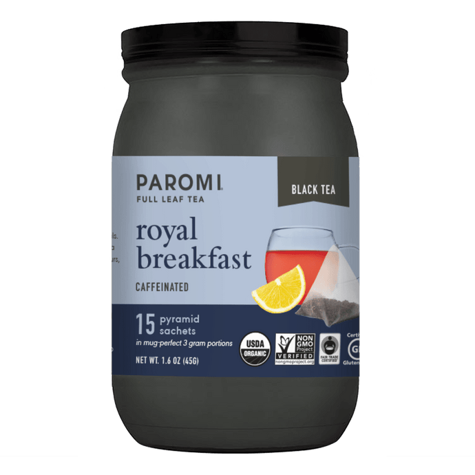 Organic Royal Breakfast Black Tea, Full Leaf, in Pyramid Tea Bags by Paromi Tea