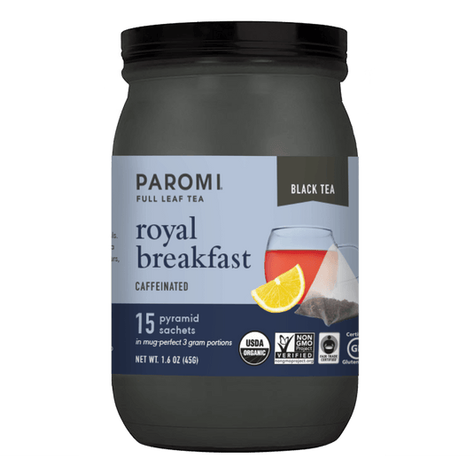 Organic Royal Breakfast Black Tea, Full Leaf, in Pyramid Tea Bags by Paromi Tea