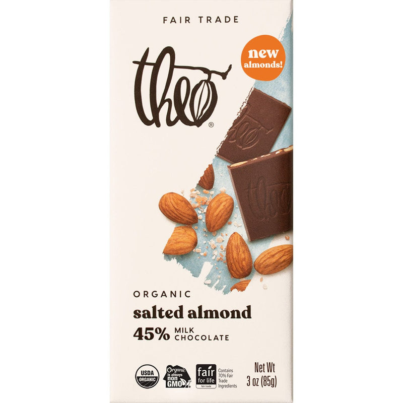 Load image into Gallery viewer, Theo&#39;s Salted Almond 45% Milk Chocolate
