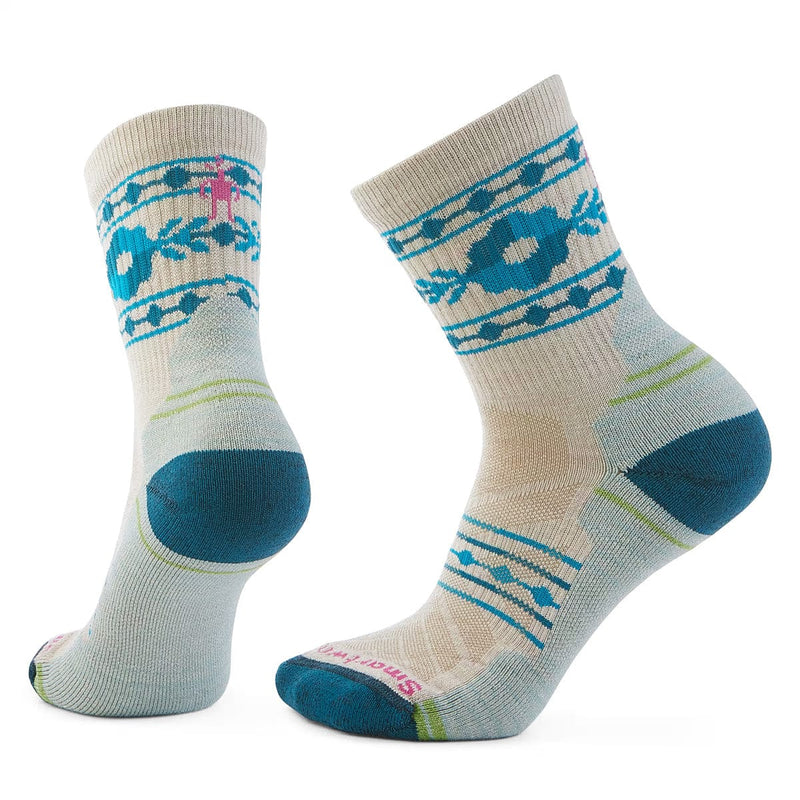 Load image into Gallery viewer, Smartwool Women&#39;s Hike Light Cushion Retro Floral Mid Crew Socks
