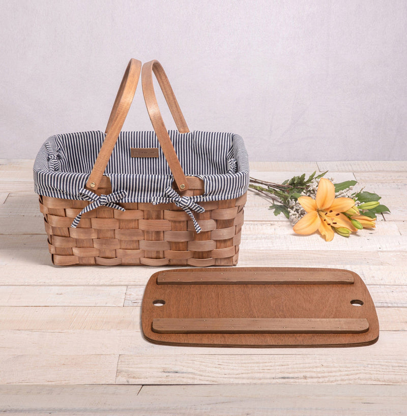 Load image into Gallery viewer, Kansas Handwoven Wood Picnic Basket by Picnic Time Family of Brands
