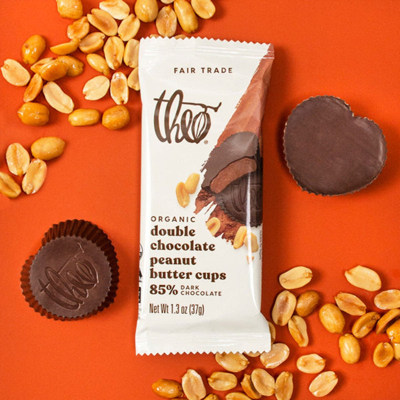 Load image into Gallery viewer, Theo&#39;s Double Chocolate Peanut Butter &amp; 85% Dark Chocolate Cups
