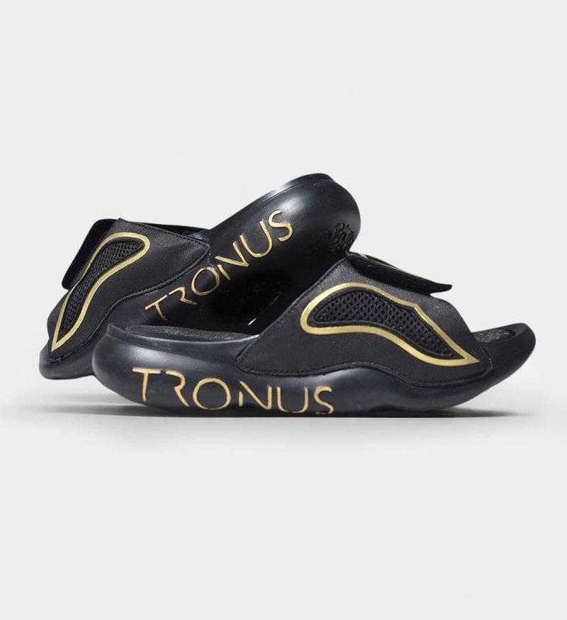 Load image into Gallery viewer, Mens Luxe Sports Recovery Slides Blackout By Tronus Footwear
