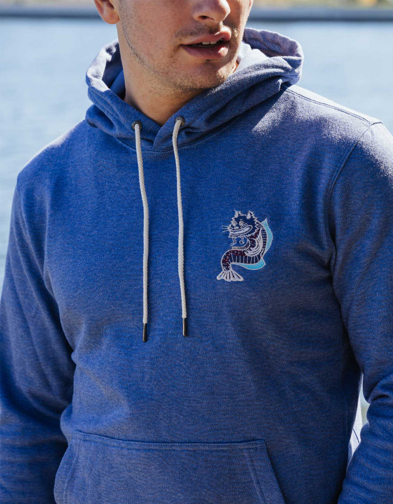 Load image into Gallery viewer, CATFISHED ORGANIC COTTON HOODIE - BLUE by Bajallama
