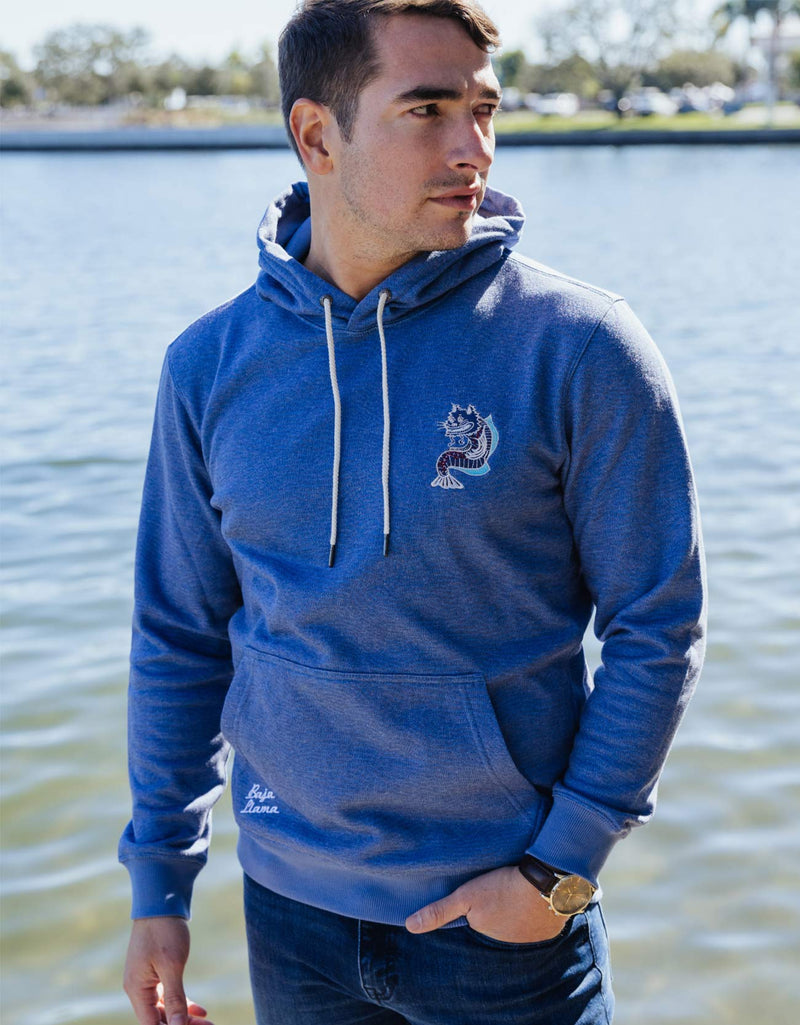 Load image into Gallery viewer, CATFISHED ORGANIC COTTON HOODIE - BLUE by Bajallama
