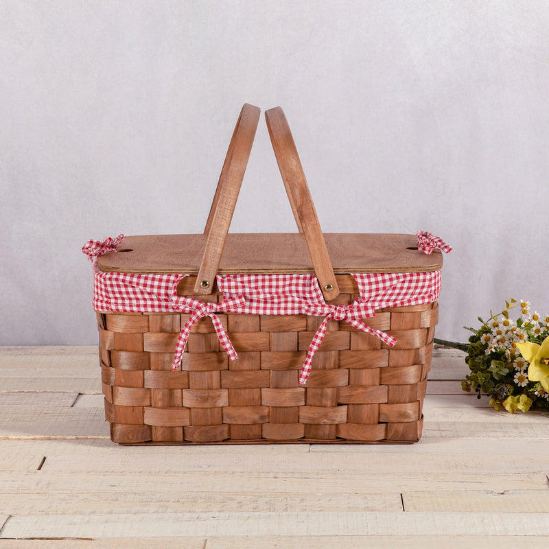 Load image into Gallery viewer, Kansas Handwoven Wood Picnic Basket by Picnic Time Family of Brands
