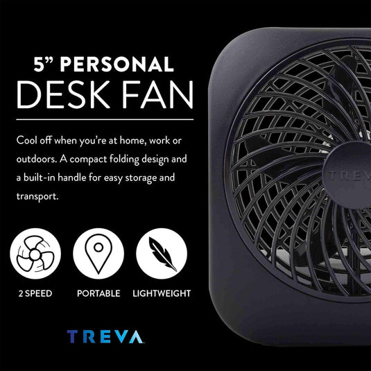 Treva 5 Inch Battery Powered Desk Fan