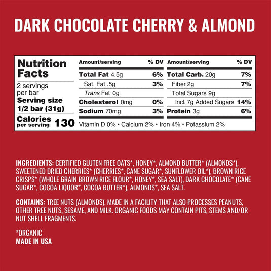 Kate's Dark Chocolate Cherry & Almond Bars