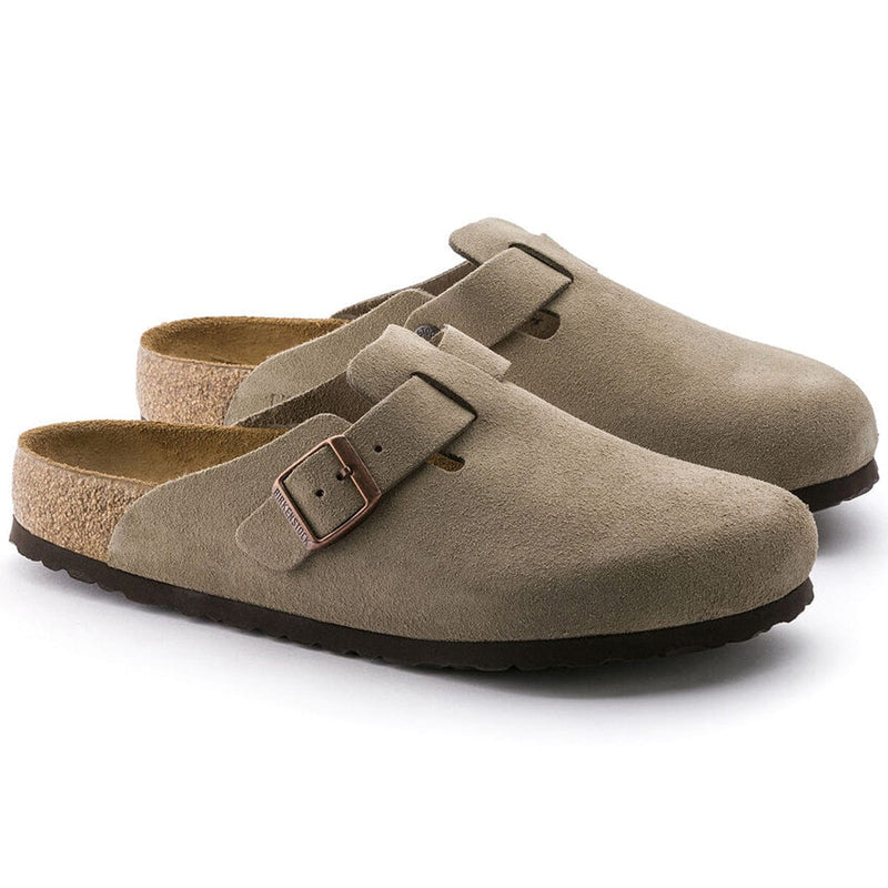 Load image into Gallery viewer, Birkenstock Boston Soft Footbed Narrow Taupe Suede
