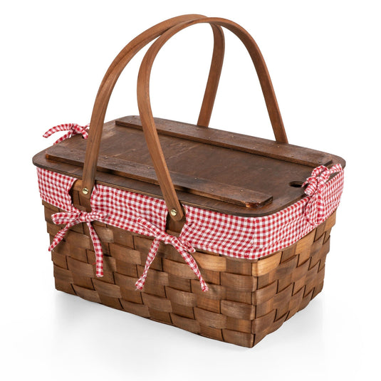 Kansas Handwoven Wood Picnic Basket by Picnic Time Family of Brands