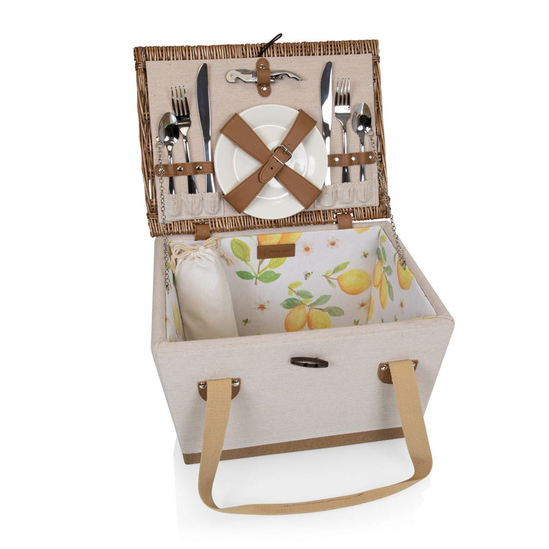 Load image into Gallery viewer, Lemongrove Picnic Basket for 2 - Bees &amp; Lemons by Picnic Time Family of Brands
