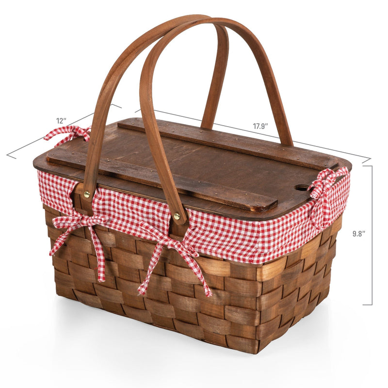 Load image into Gallery viewer, Kansas Handwoven Wood Picnic Basket by Picnic Time Family of Brands
