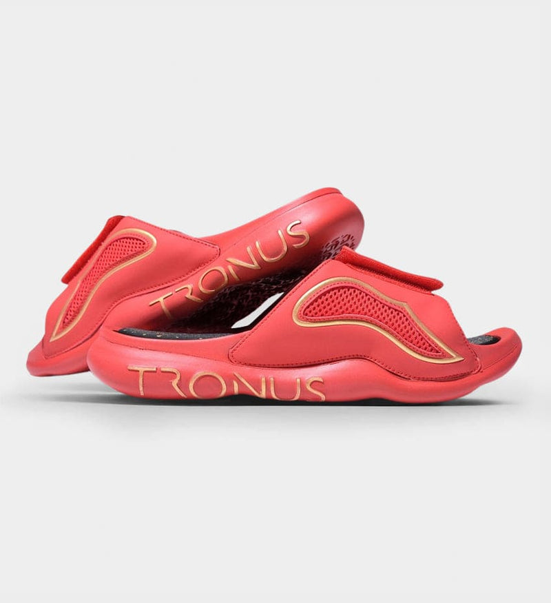 Load image into Gallery viewer, Youth Luxe Sports Recovery Slides Fire By Tronus Footwear
