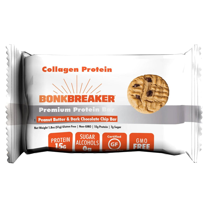 Load image into Gallery viewer, BonkBreaker Peanut Butter &amp; Dark Chocolate Chip Collagen Protein Bar
